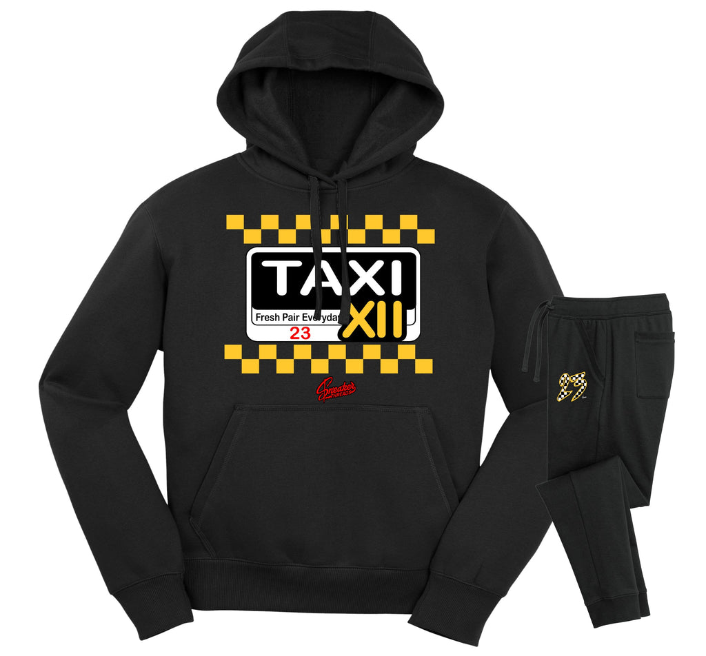 Retro 12 Taxi Service Hoodie Jogger Set