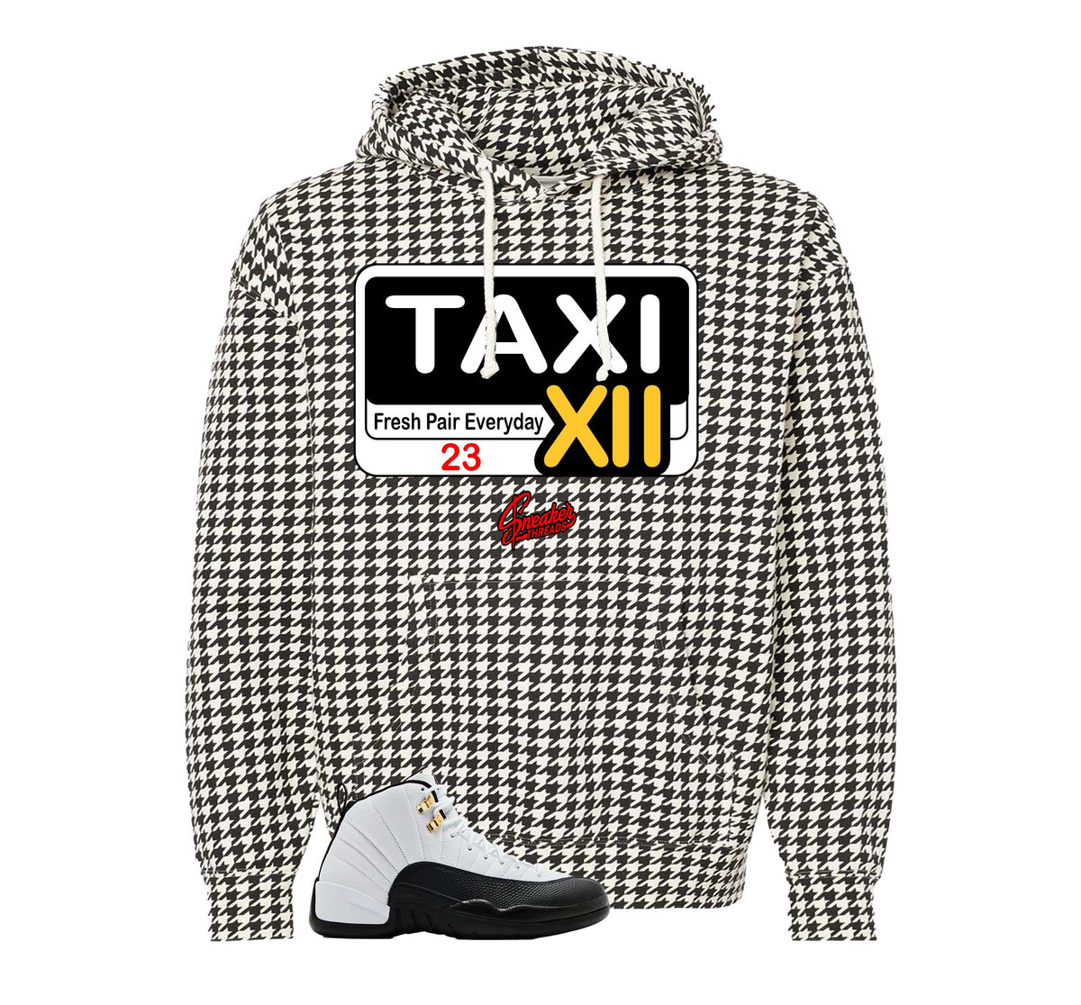 Retro 12 Taxi Service Checkered Hoodie