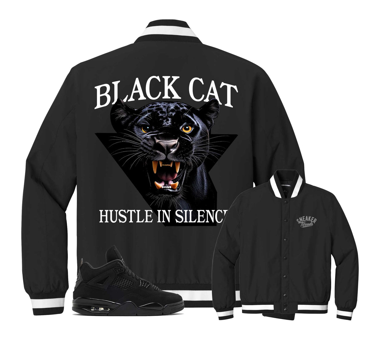 Retro 4 Black Cat Hustle In Silence Insulated Jacket