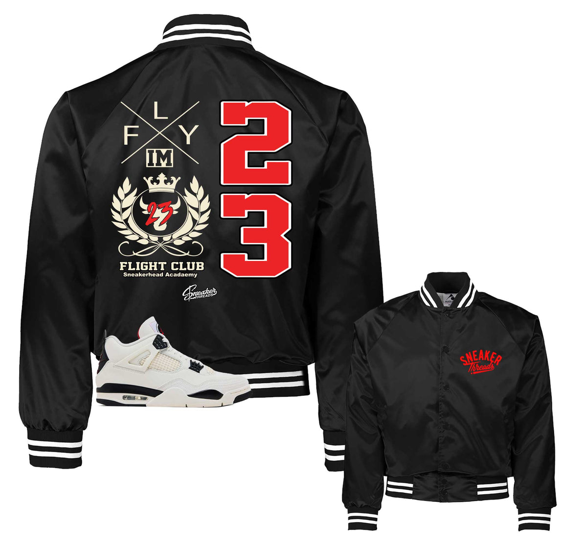 Retro 4 Flight Club Crest Satin Jacket