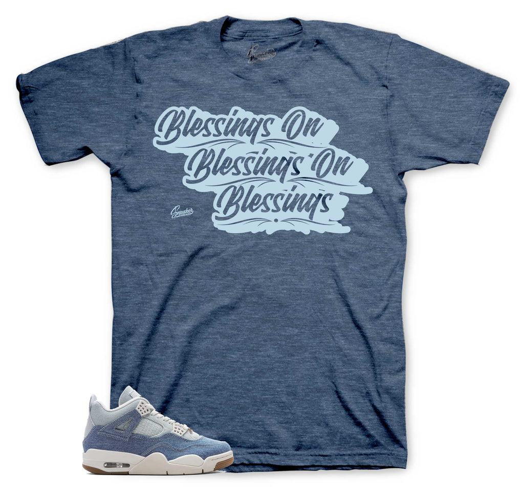 Retro 4 Worn Blue Blessings Shirt