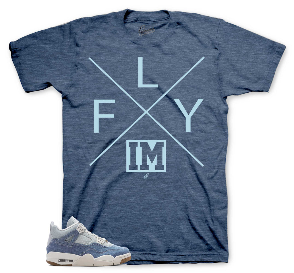 Retro 4 Worn Blue Fly Shirt