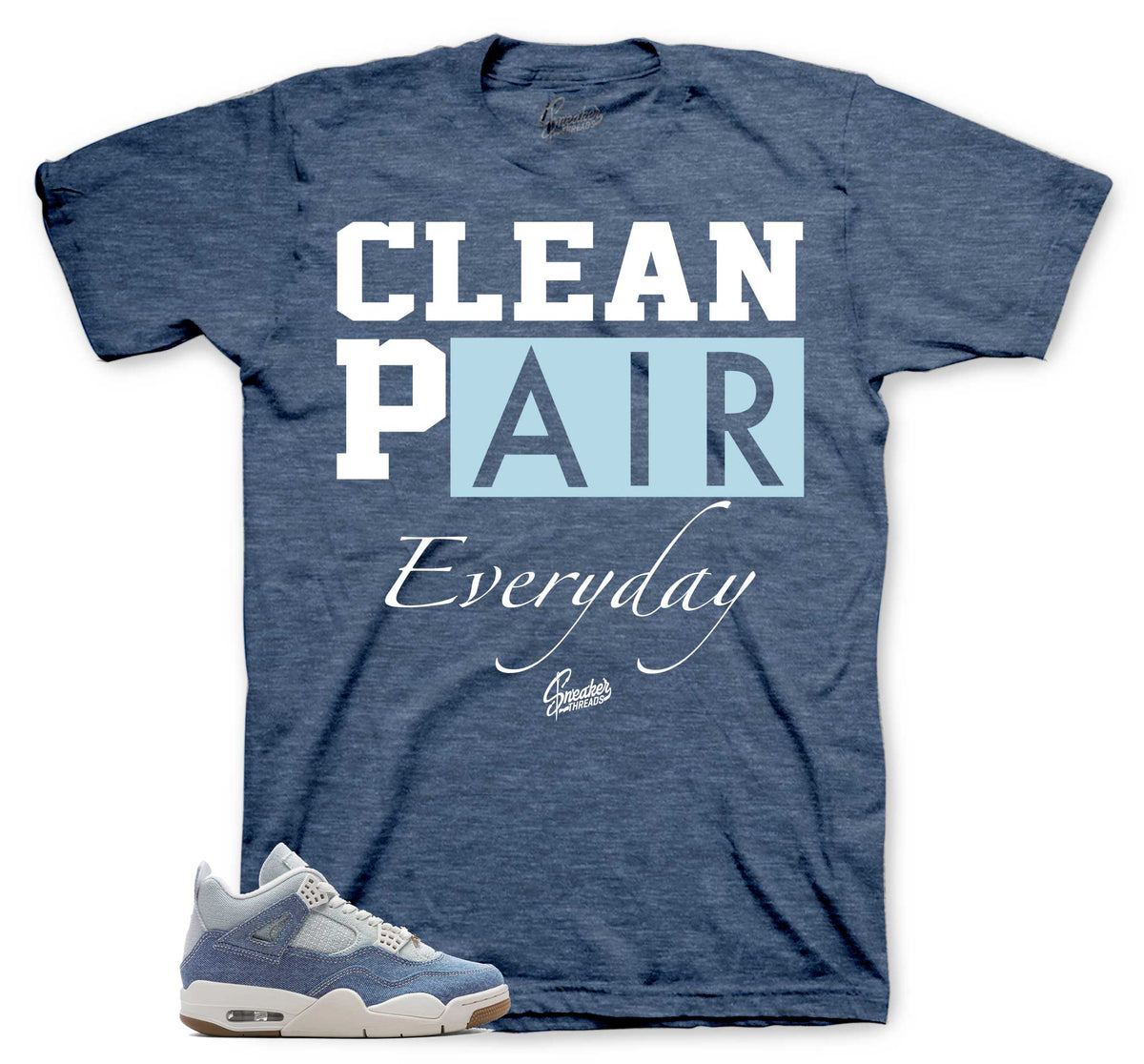 Retro 4 Worn Blue Clean Pair Shirt