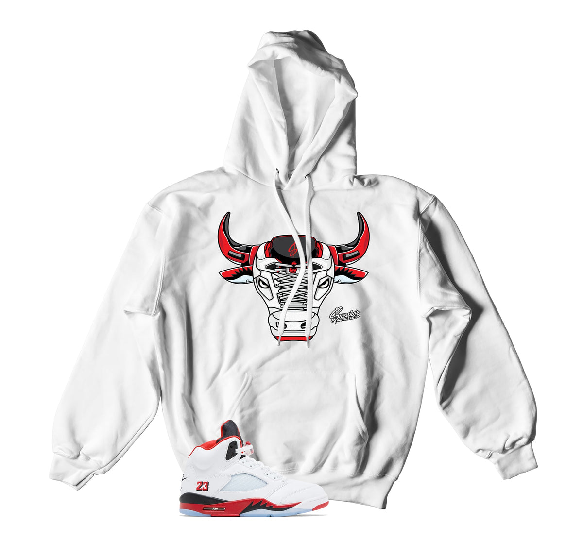 Retro 5 Fire Red War Bully Hoody