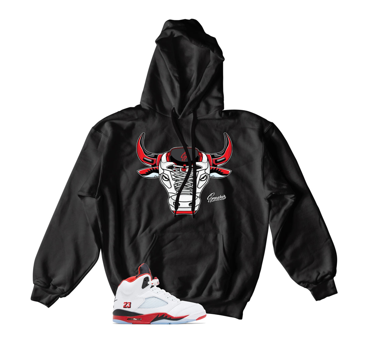 Retro 5 Fire Red War Bully Hoody