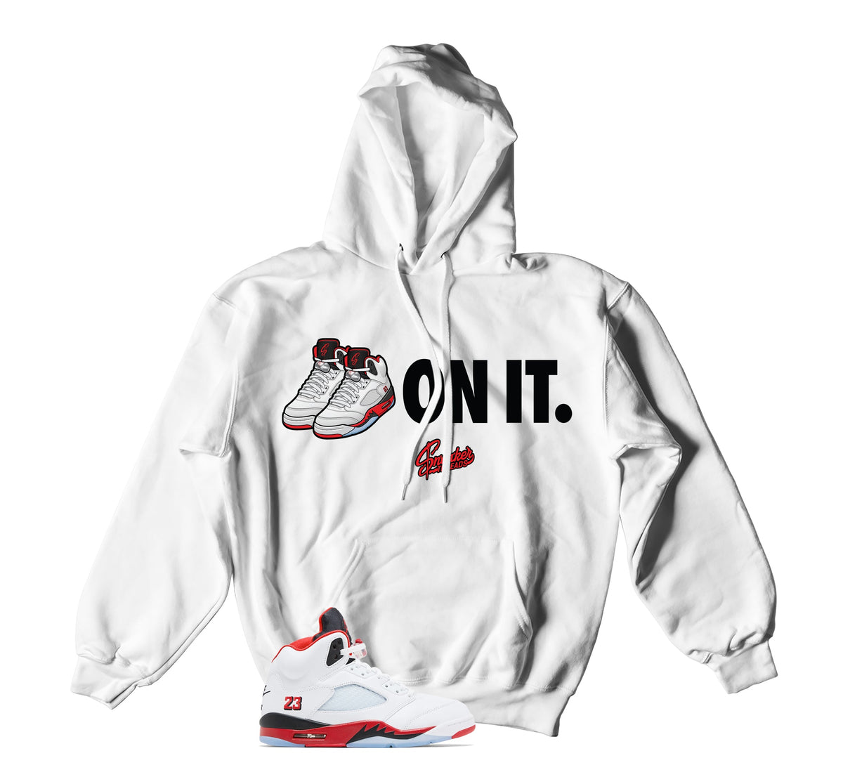 Retro 5 Fire Red Five On It Hoody