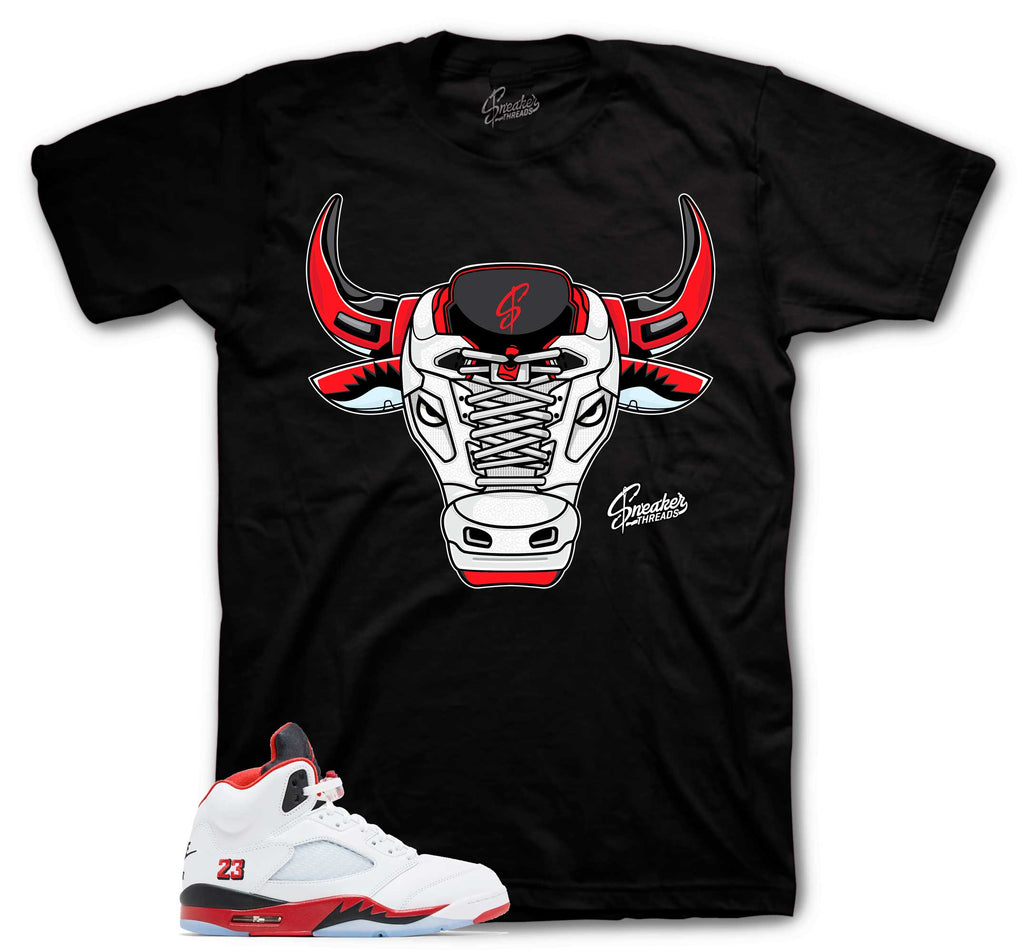 Retro 5 Fire Red War Bully Shirt