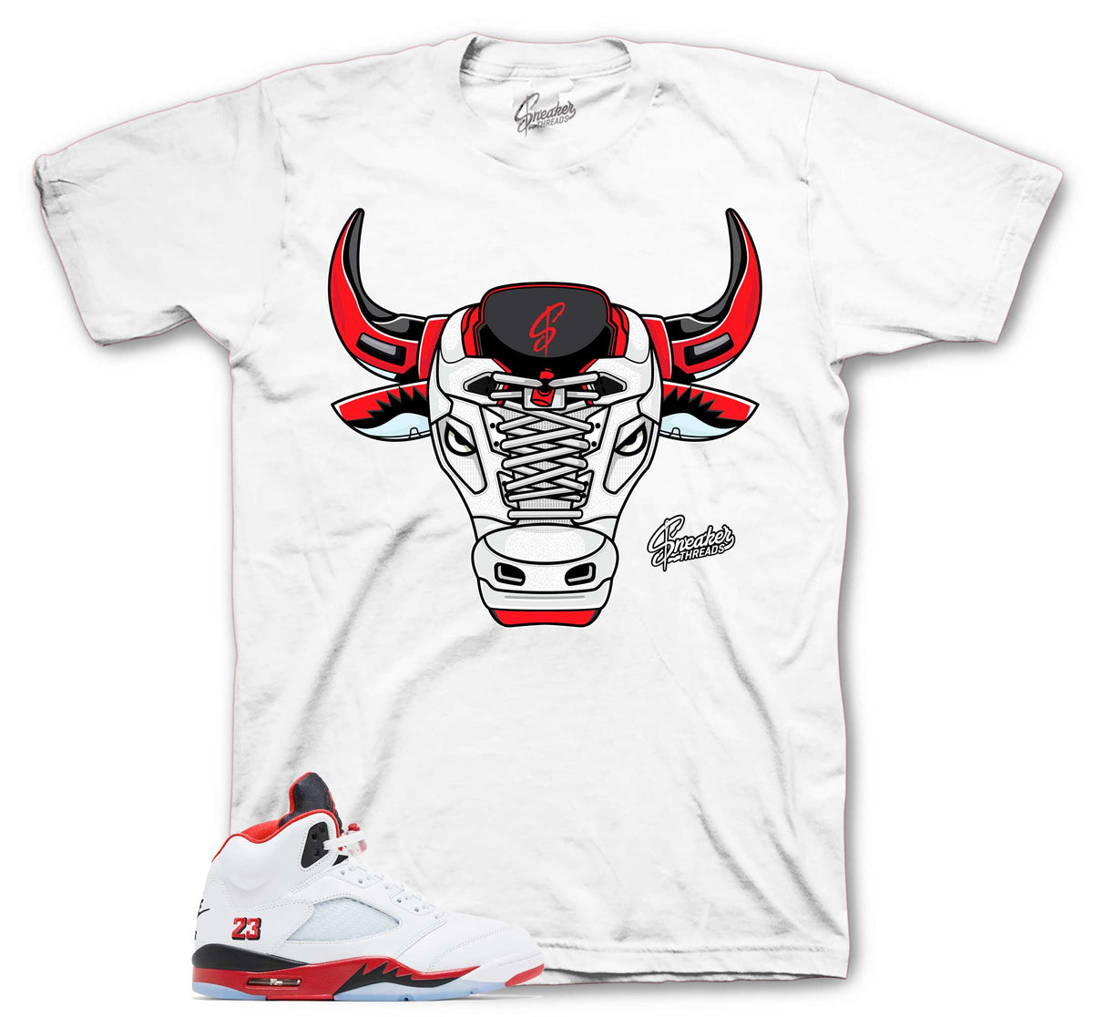 Retro 5 Fire Red War Bully Shirt