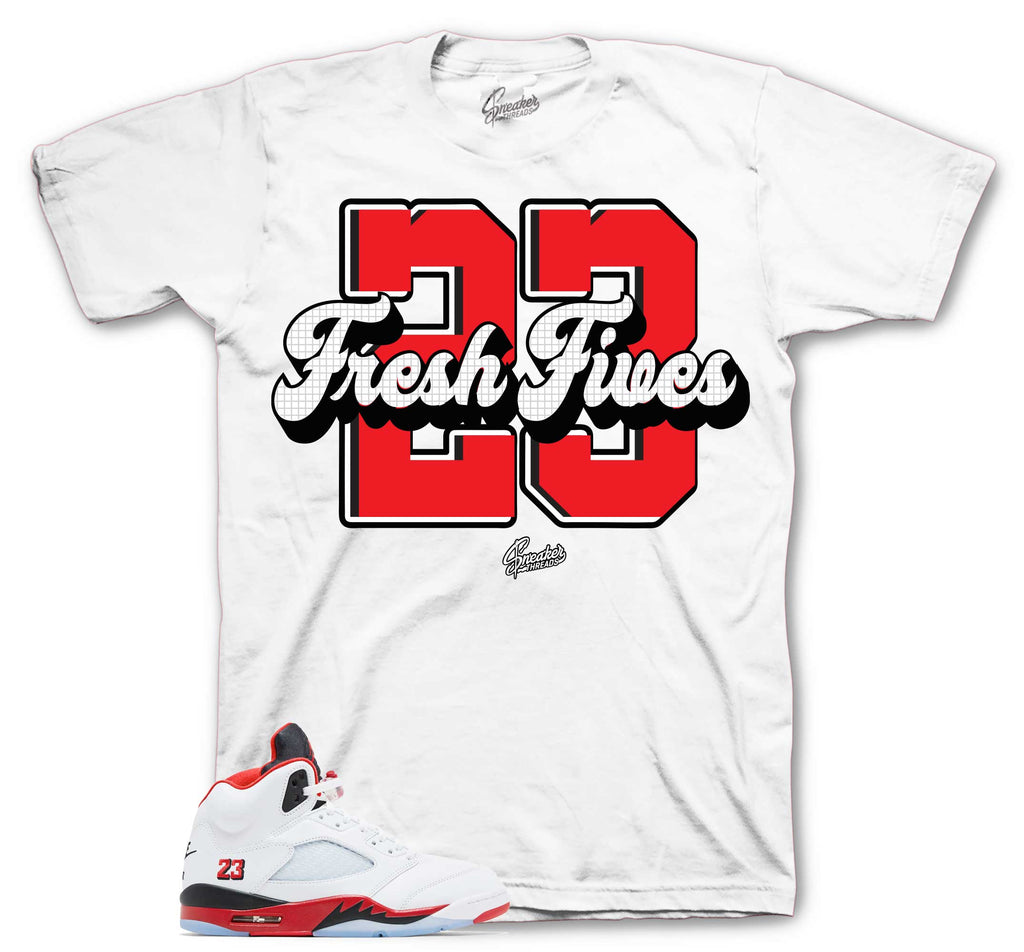 Retro 5 Fire Red Fresh Fives Shirt