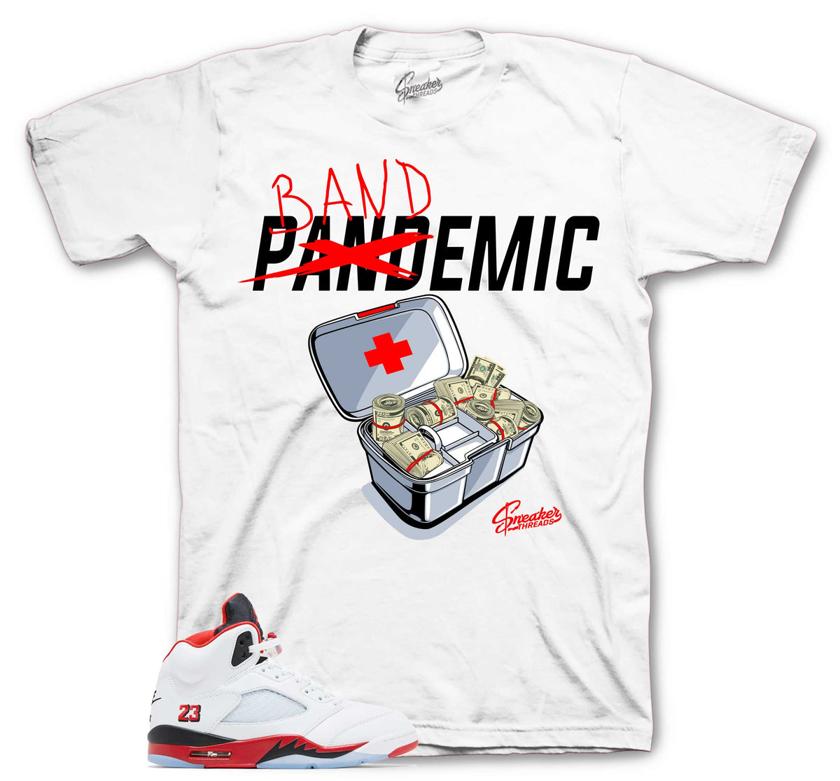 Retro 5 Fire Red Bandemic Shirt