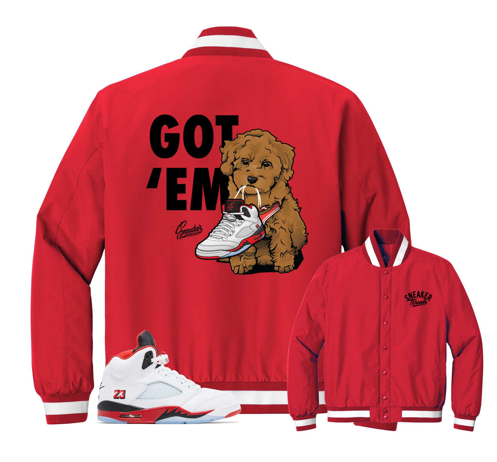 Retro 5 Fire Red Got Em Insulated Jacket