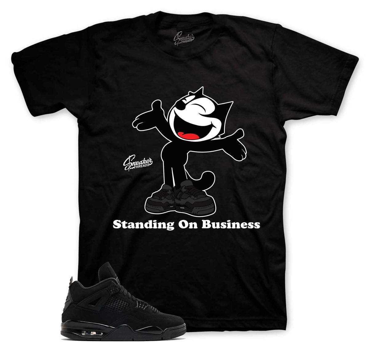 Retro 4 Black Cat Standing On Business Shirt